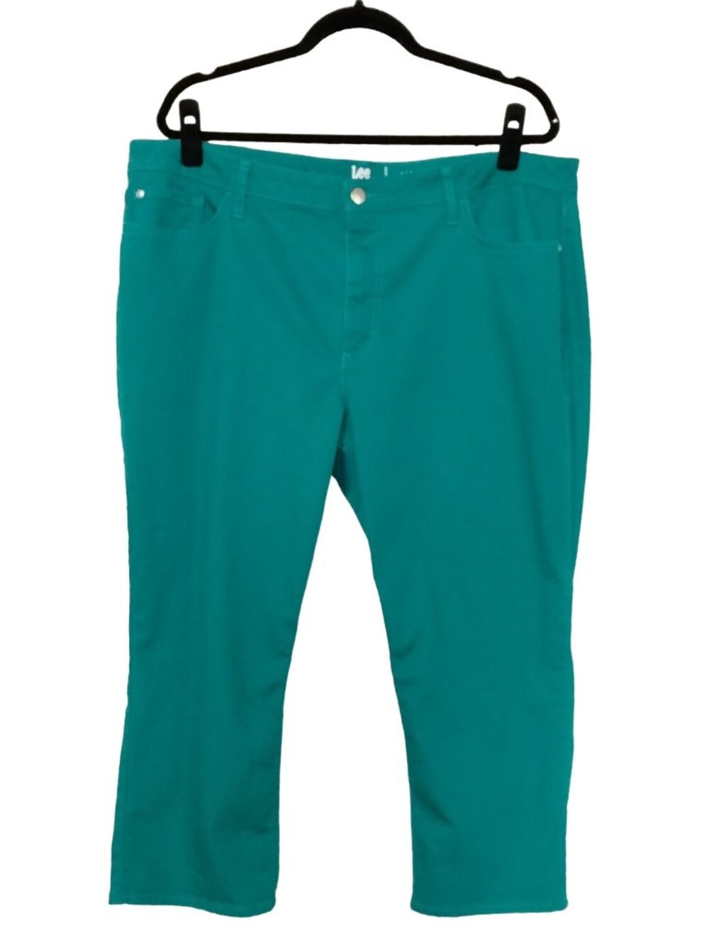 Lee Plus Size 20 Capri Pants Midrise Vibrant Teal Stretch Cropped Comfortable - Picture 2 of 8